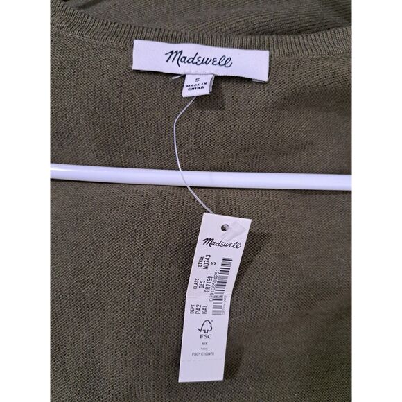Madewell Womens Small LONG army green Cardigan Sweater Wool Alpaca - Picture 7 of 9